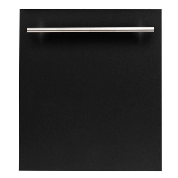 ZLINE 24 in. Black Matte Top Control Built-In Dishwasher with Stainless Steel Tub and Modern Style Handle, 52dBa