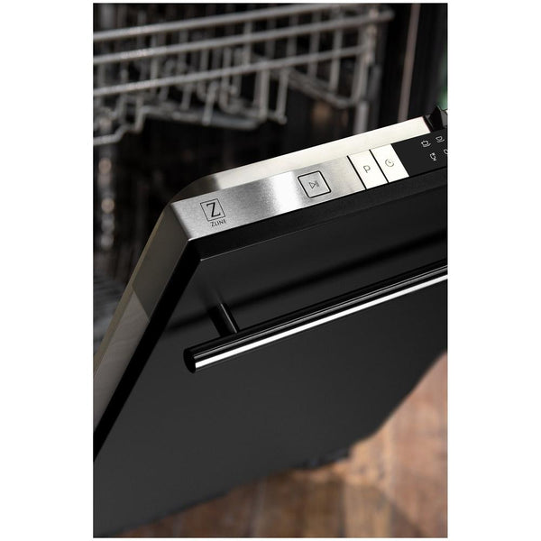 ZLINE 24 in. Black Matte Top Control Built-In Dishwasher with Stainless Steel Tub and Modern Style Handle, 52dBa