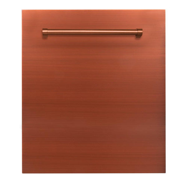 ZLINE 24 in. Copper Top Control Built-In Dishwasher with Stainless Steel Tub and Traditional Style Handle, 52dBa