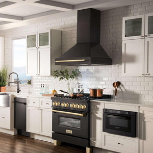 ZLINE 36" Black Stainless Steel Range Hood with Champagne Bronze Handle (BS655-36-CB)