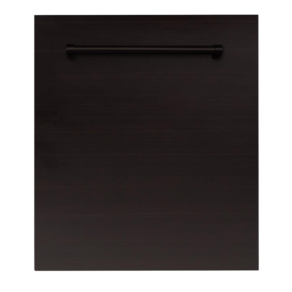 ZLINE 24 in. Oil-Rubbed Bronze Top Control Built-In Dishwasher with Stainless Steel Tub and Traditional Style Handle, 52dBa