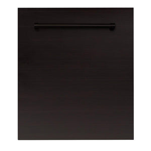 ZLINE 24 in. Oil-Rubbed Bronze Top Control Built-In Dishwasher with Stainless Steel Tub and Traditional Style Handle, 52dBa