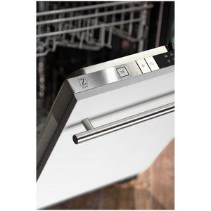 ZLINE 24 in. White Matte Top Control Built-In Dishwasher with Stainless Steel Tub and Modern Style Handle, 52dBa