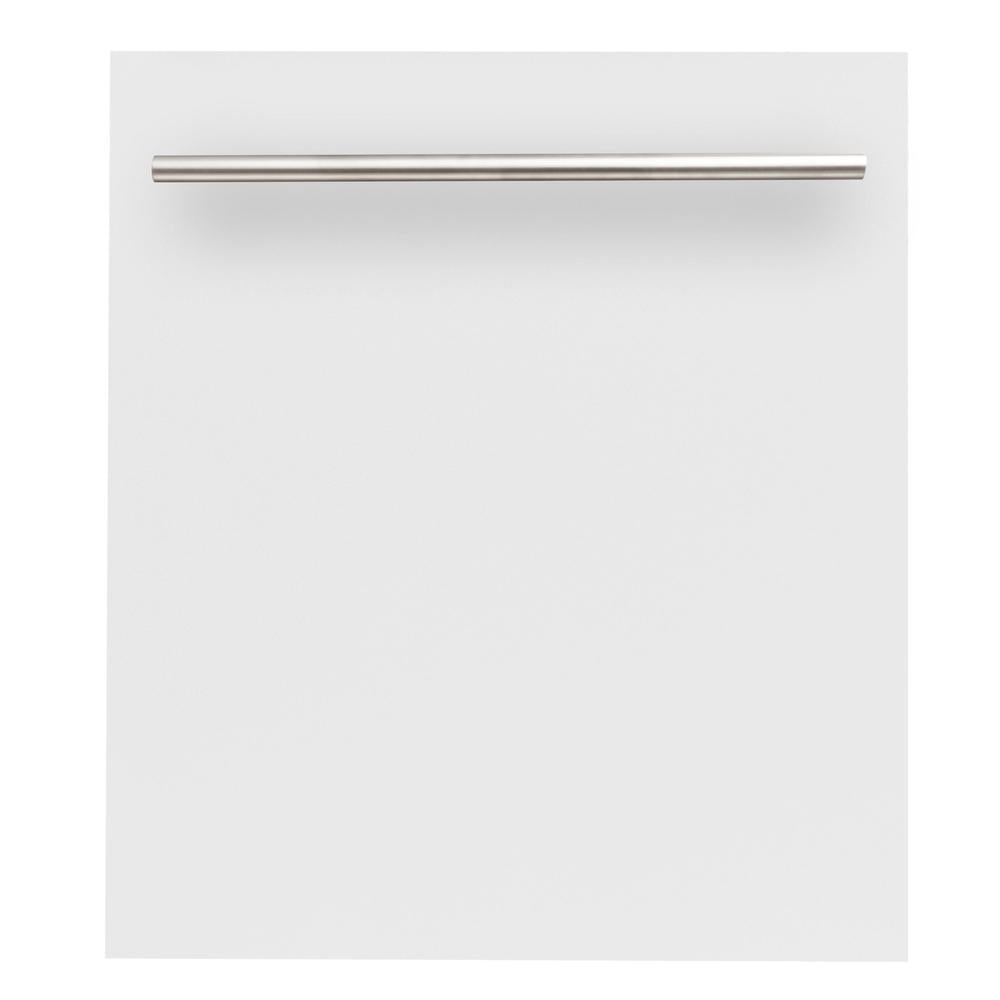 ZLINE 24 in. White Matte Top Control Built-In Dishwasher with Stainless Steel Tub and Modern Style Handle, 52dBa