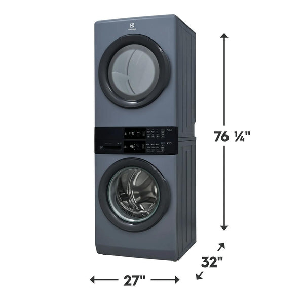 Laundry Tower Single Unit Front Load 4.4 Cu. Ft. Washer & 8 Cu. Ft. Electric Dryer