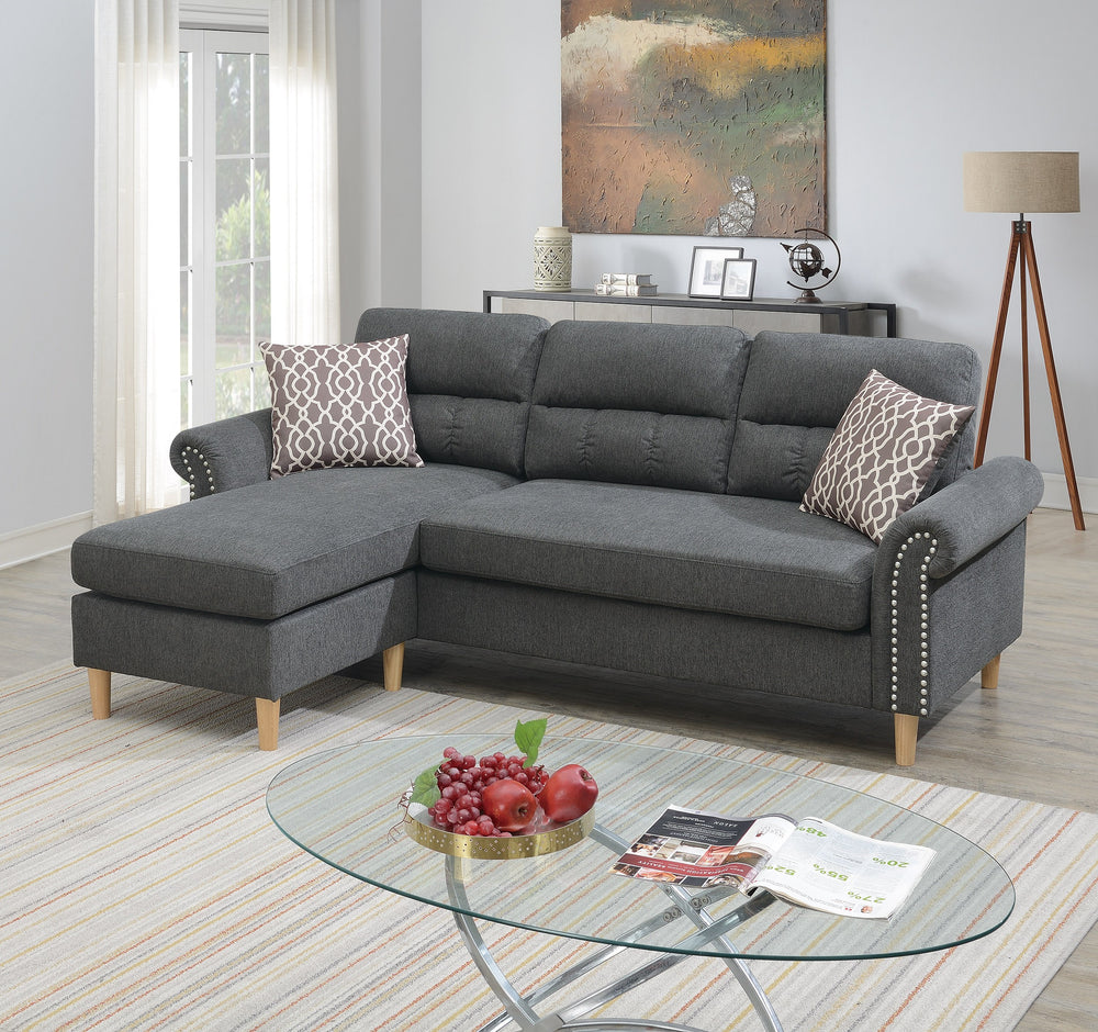 Summit F6447 Reversible Sectional Set W/ 2 Accent Pillows