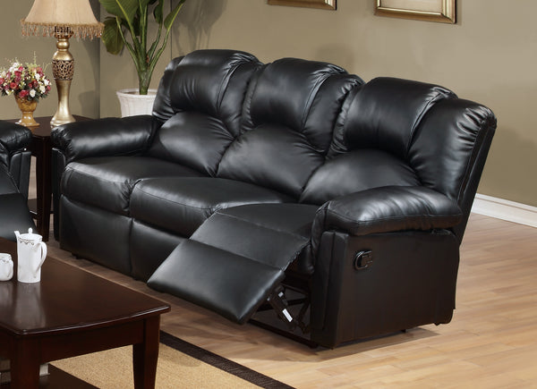 RECLINER SOFA/BONDED LEATHER-BLACK