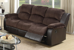 RECLINING SOFA/PU+CHOCO SUEDE
