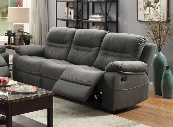 RECLINING SOFA/HANDLE/LEATHERETTE/SLATE BLUE