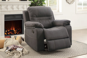 ROCKER RECLINER/HANDLE/LEATHERETTE/SLATE BLUE