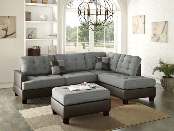 Catalyst F6858 3pc Reversible Sectional Sofa Set W/ Ottoman
