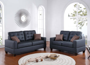 2-PCS SOFA SET/BLACK  PU