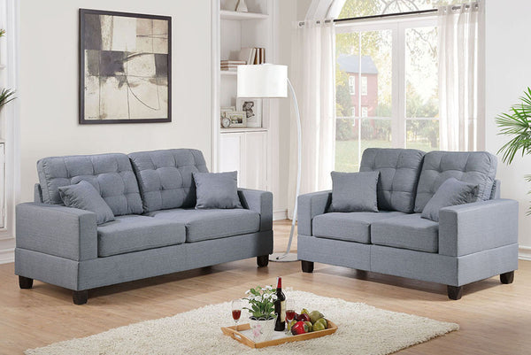 2-PCS SOFA SET/GREY FABRIC