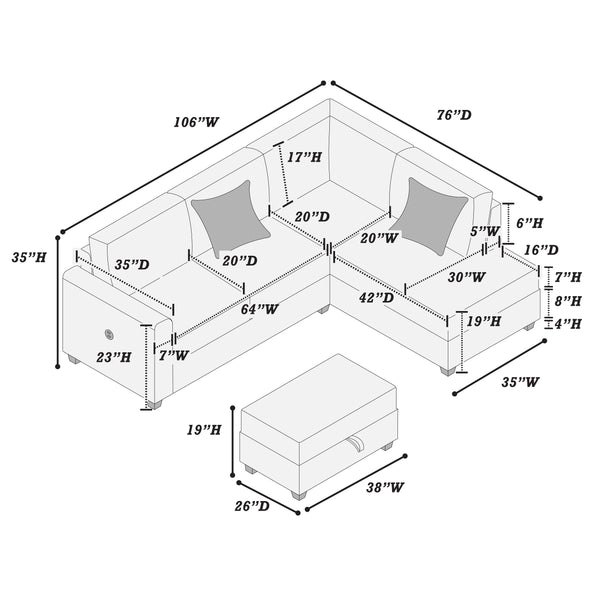 Court F8451 3-Piece Sectional Set