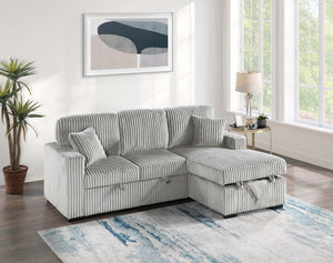 2-PC CONVERTIBLE SECTIONAL W/ 2 ACCENT PILLOWS & FOLD-DOWN TABLE