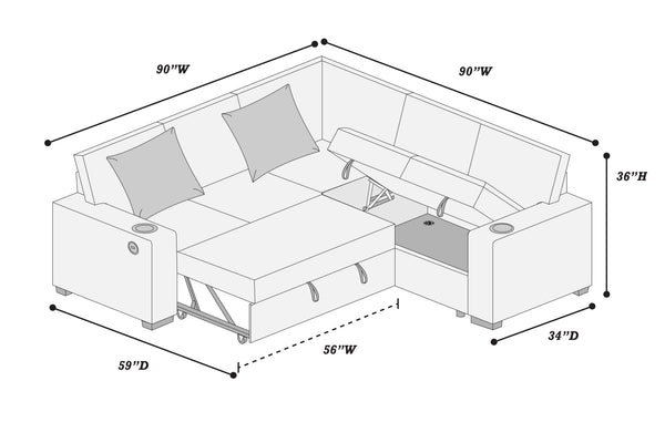  F8556 3-Piece Convertible Sectional