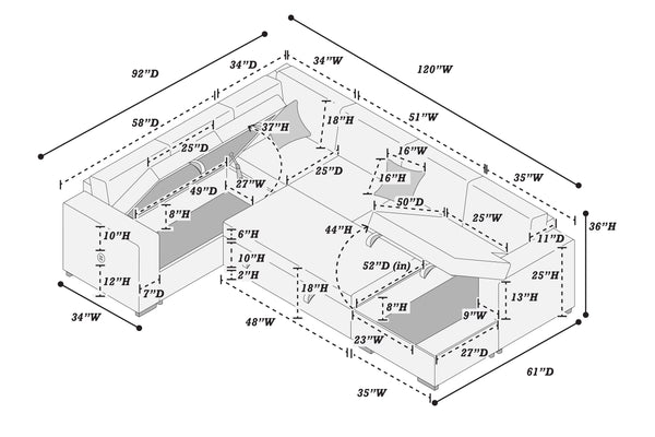  F8560 4-Piece Convertible Sectional