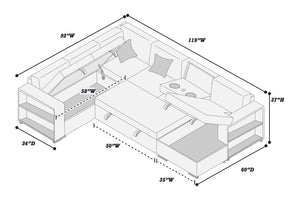  F8561 4-Piece Convertible Sectional
