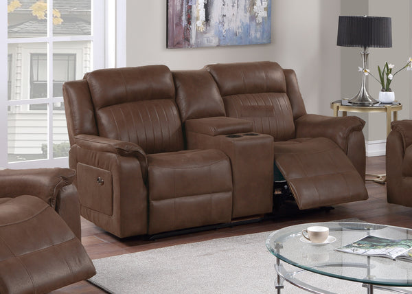 MOTION LOVESEAT W/CONSOLE/HANDLE/DARK COFFEE