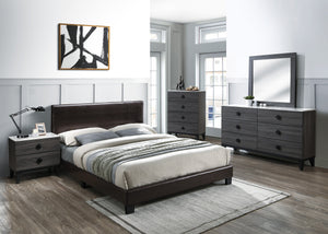 QUEEN BED-BROWN PU