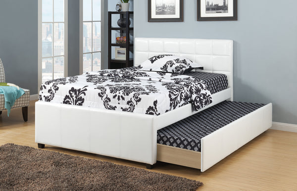 FULL BED W/TRUNDLE SQU TUFTED HB WHITE