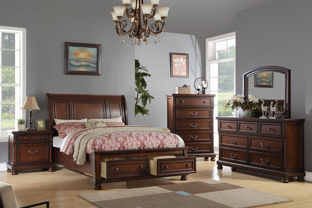 EASTERN KING BED/ANTIQUE CHERRY FINISH