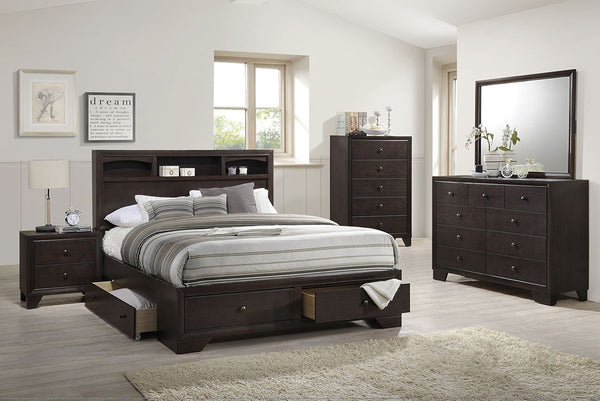 E. KING BED/DARK WALNUT