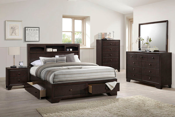 E. KING BED/DARK WALNUT