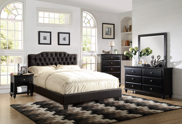 FULL BED/BLACK PU, HB 47-"H/FB 15.5-"H