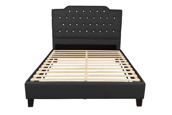 QUEEN BED/BLACK PU