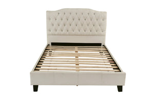 QUEEN BED/PU-WHITE