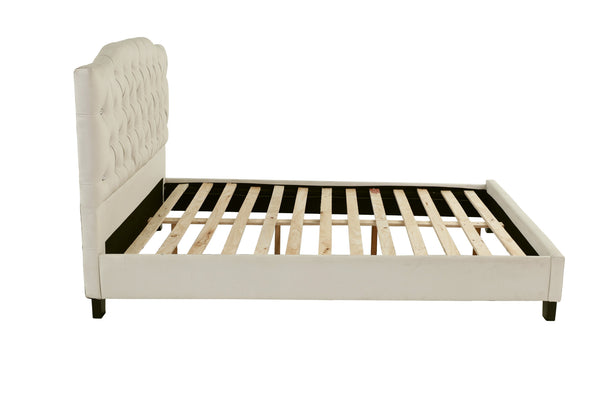 QUEEN BED/PU-WHITE
