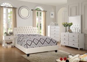 QUEEN BED/PU-WHITE