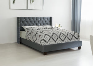 FULL BED/NAILHEAD TRIM/FABRIC-BLUE GREY