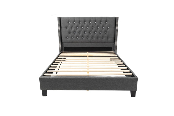 FULL BED/NAILHEAD TRIM/FABRIC-BLUE GREY