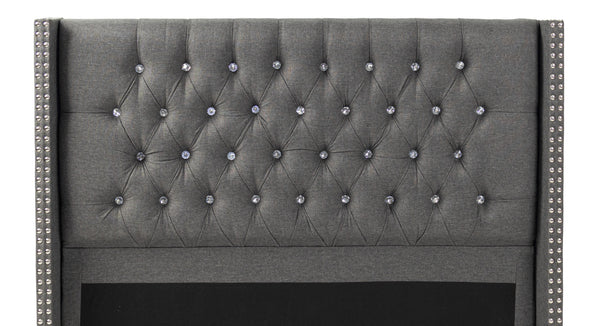 FULL BED/NAILHEAD TRIM/FABRIC-BLUE GREY
