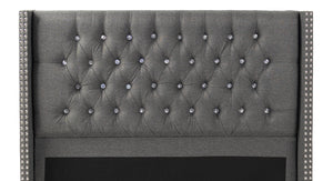QUEEN BED/NAILHEAD TRIM/FABRIC-BLUE GREY