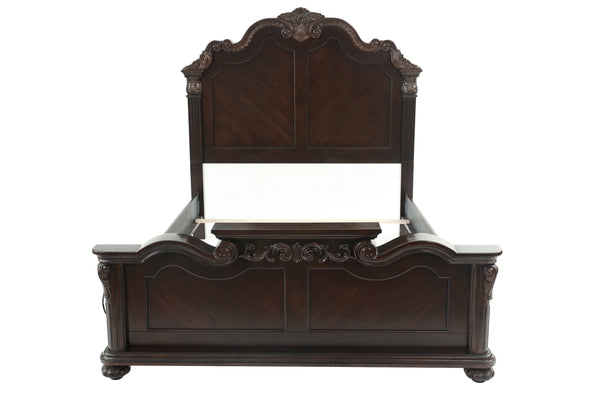 EASTERN KING BED/VANEER/DARK WALNUT