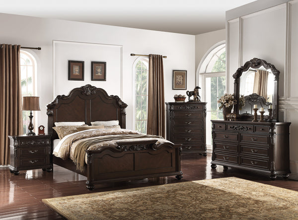 EASTERN KING BED/VANEER/DARK WALNUT
