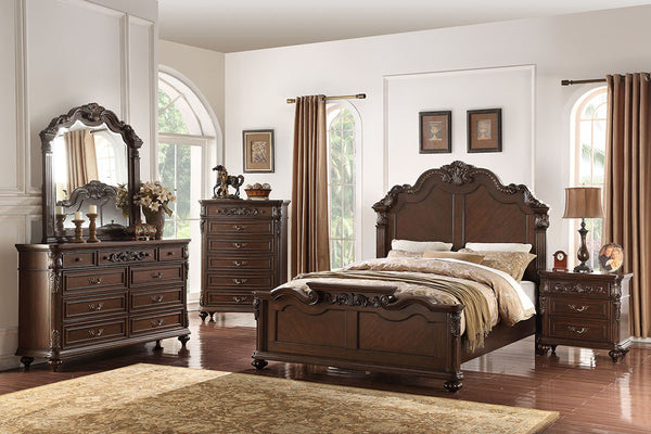 EASTERN KING BED/VANEER/DARK WALNUT
