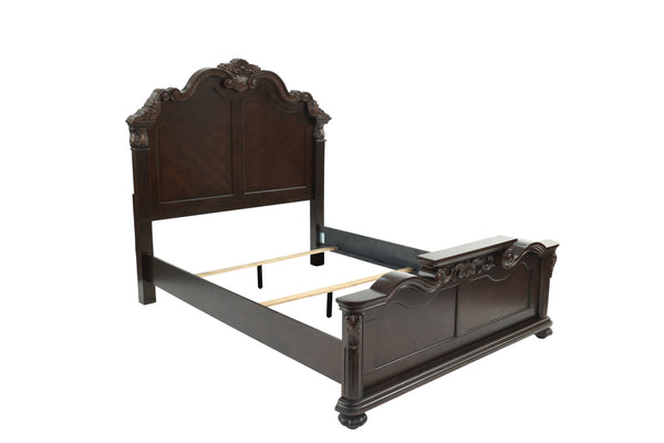QUEEN BED/VANEER/DARK WALNUT
