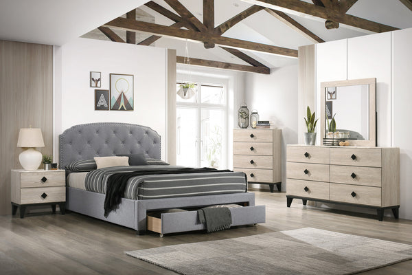 TWIN BED W/DRAWER-LIGHT GREY