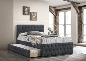 TWIN BED W/TRUNDLE-CHARCOAL BURLAP