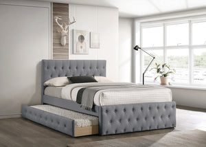 TWIN BED W/TRUNDLE-LIGHT GREY BURLAP