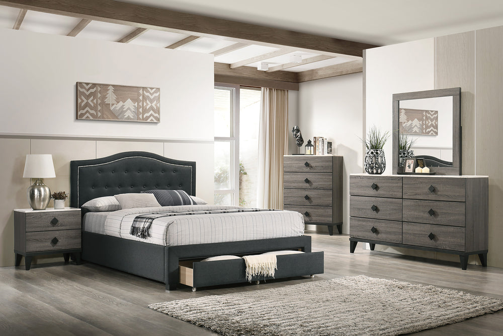 FULL BED W/DRAWER-CHARCOAL