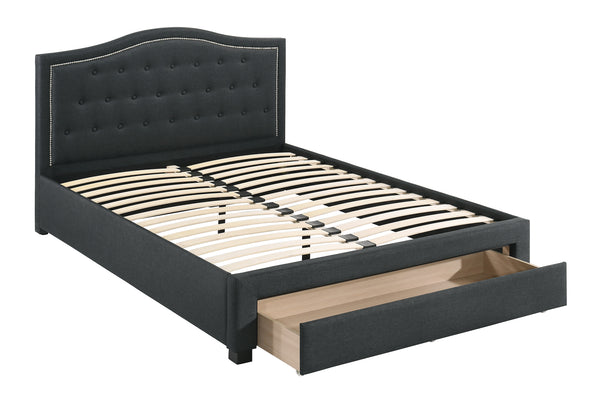 QUEEN BED W/DRAWER-CHARCOAL