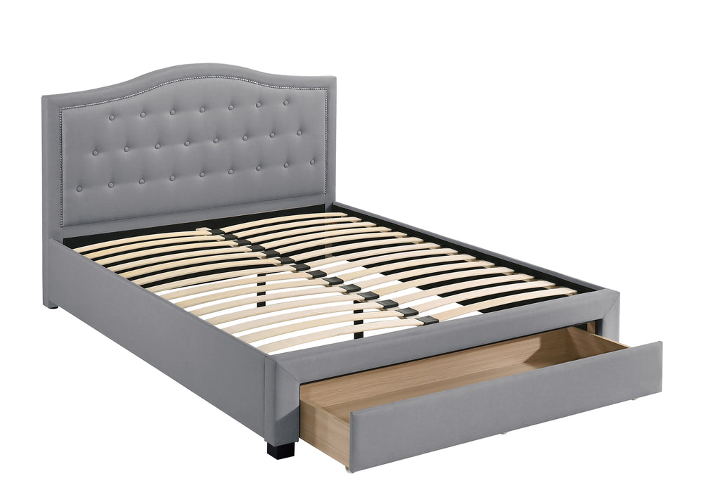 FULL BED W/DRAWER-LIGHT GREY BURLAP