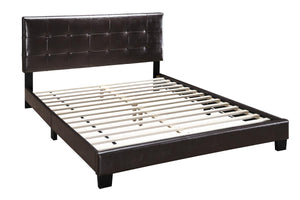 QUEEN BED/BROWN PU