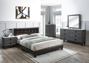 QUEEN BED/BROWN PU