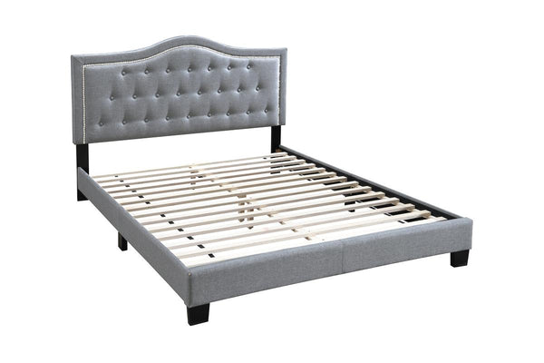 QUEEN BED/GREY VELVET